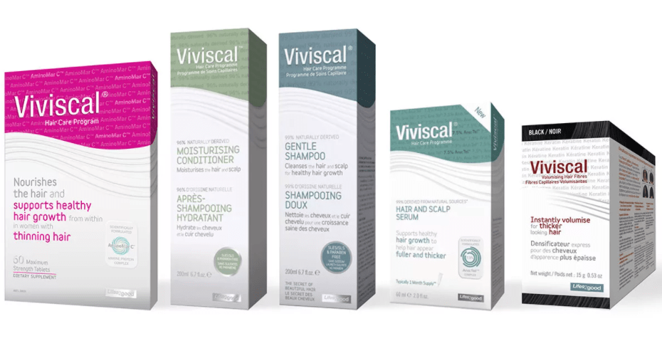 У Viviscal есть несколько разных продуктов, которые сгруппированы в две категории